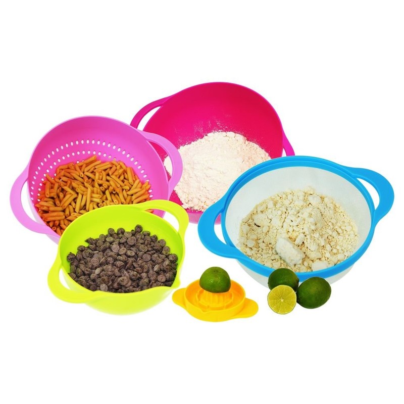 Southern Homewares 5 Piece Compact Nesting Mixing Bowl Colander Sieve