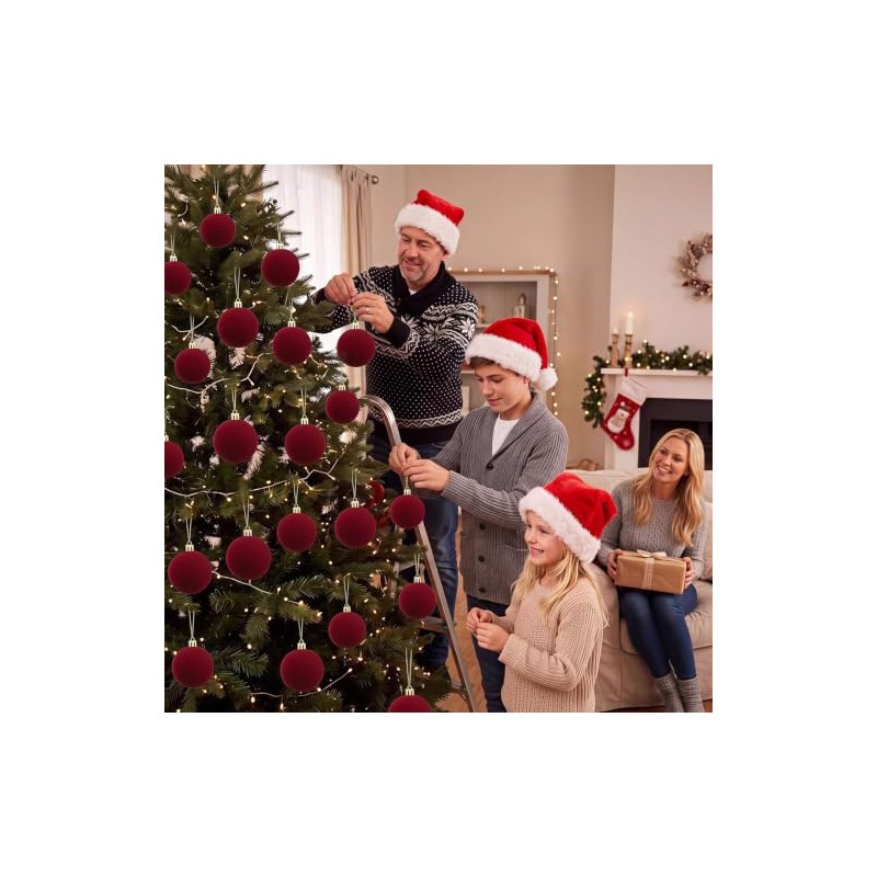 ROMOT 24 Bolas de Navidad, Tela de Terciopelo, Adornos Navideños