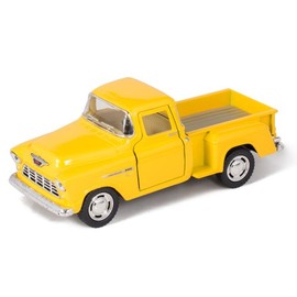 KiNSMART 1955 Chevrolet Stepside Pickup Truck 5 Inch 1:32 Scale Die Cast Metal Little Truck (Yellow)