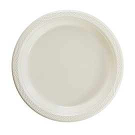 9" Ivory plastic plates (10)