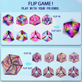 Kaleidocycle Fidget Cube for Kids, 2 Pieces Infinity Flips Magic Cube for Adults to Stay Calm and Anxiety Anti Depression Fidget Fidget Toys Tear-Resistant Desk Cool Puzzle Gadget (Ages 3+)