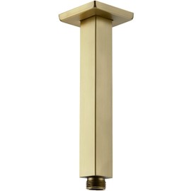 TRUSTMI Square Shower Arm with Flange 8 Inch Extension Arm for Rainfall Shower Head Ceiling Mounted Stainless Steel, Brushed Gold