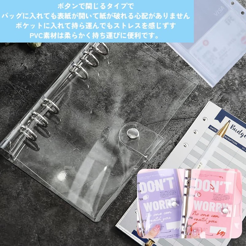 YUWENW システム手帳 バインダー 1個セット ミニ6穴手帳 定規付き ミニサイズ 可愛い システム手帳カバー ポケットサイズ