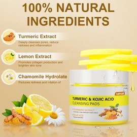Aomig Turmeric Cleansing Pads Kojic Acid Cleansing Pads, Turmeric Exfoliating Pads Turmeric Kojic Acid Pads Soap Cleansing, Exfoliating Face Scrub Pads Facial Sponges for Cleaning for Cleansing