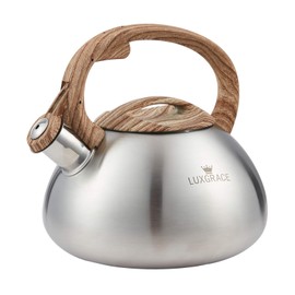 s-p Stovetop Tea Kettle- Whistling Teapot Stainless Steel Tea kettle for Stove Top Loud Whistle Tea Pot With Wood Pattern Handle Tea kettles Water Kettle(Silver Body and Black Handle