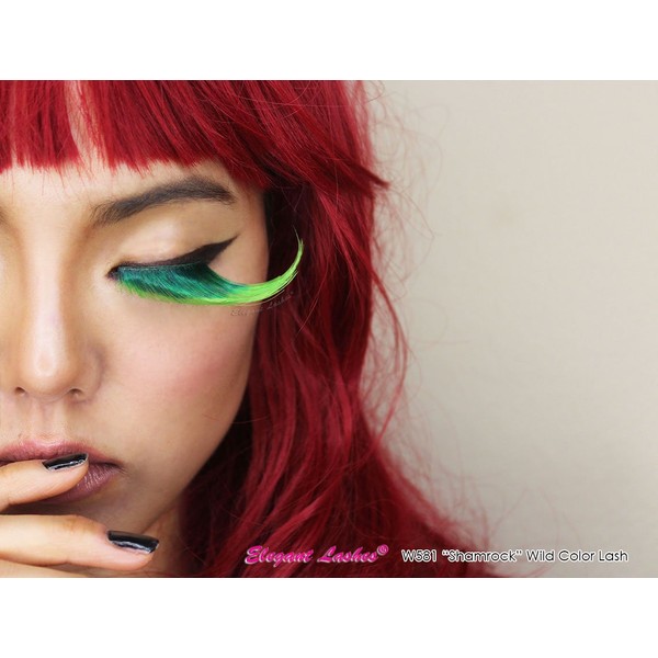 Elegant Lashes W581 "Shamrock" Premium Green Jumbo Color False Eyelashes (Pack of 2)