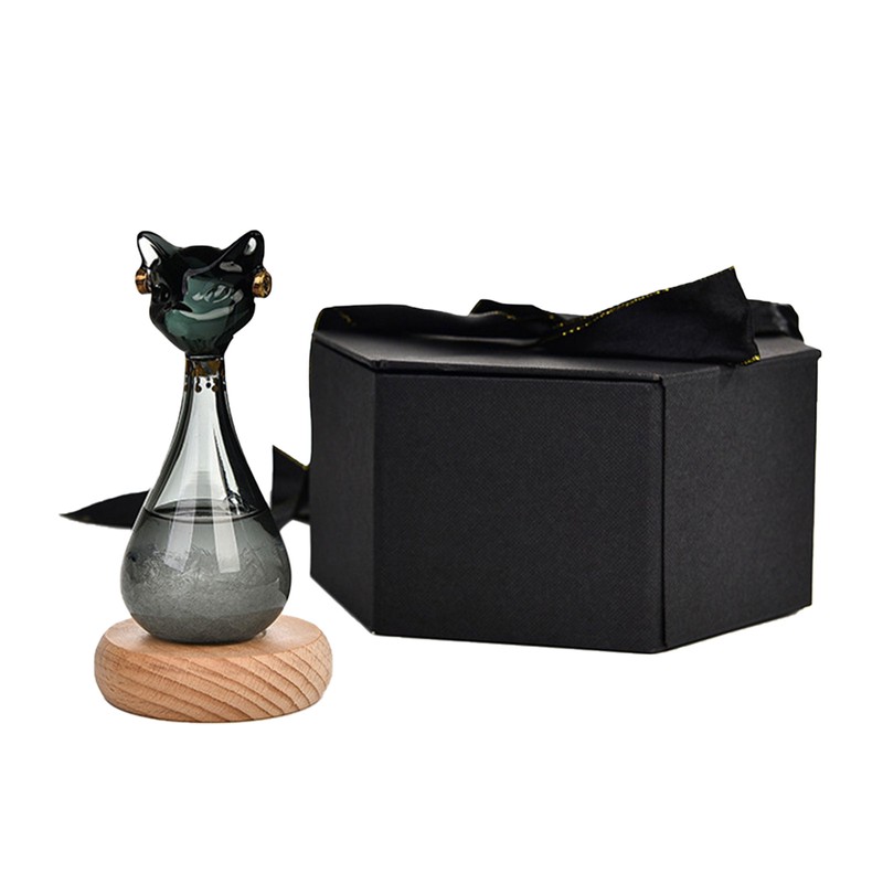 Weather Predictor Cat Bottle Black Ergonomic Rugged Glass Weather Predictor