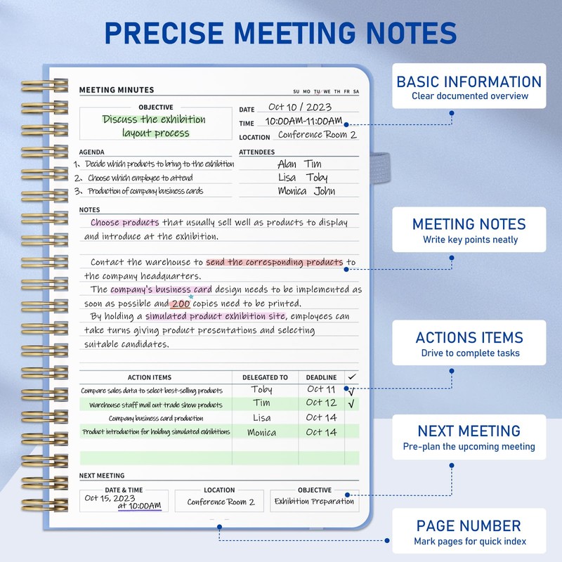 WEMATE Simplified Meeting Notebook for Work with Action Items 200