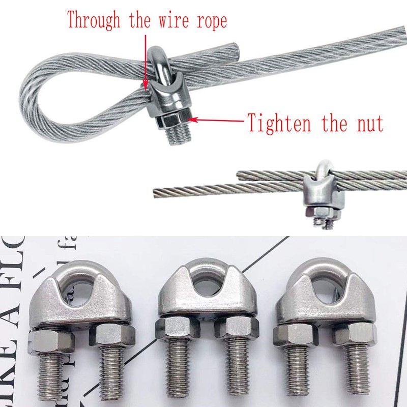 20Pack M8 Wire Rope Clip, Wire Rope Clamp Stainless Steel