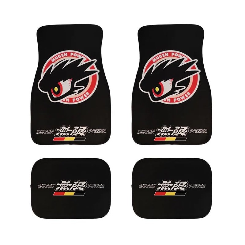 4PCS Universal JDM Mugen Power Racing Fabric Floor Mats Interior