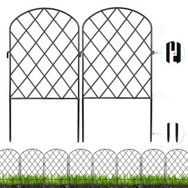 Getlay Decorative Garden Fence 24 Pack,24 Ft (L) X 24 in (H) Black Mesh Rustproof Metal Fence, Animal Barrier Fence for Small Dog, Border Folding Patio Fences,Outdoor Flower Bed Landscape Decor