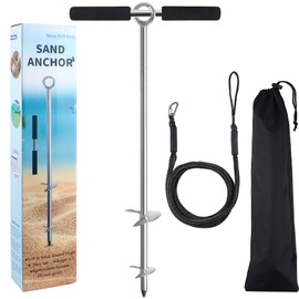 Sand Anchor for Boat 24", 316 Stainless Steel Beach Anchor Boat Sand Anchor with Bungee Dock Line to Hold Watercraft Secure, Jet Skis,Kayak,PWC ect.Apply to the Sandbar Anchor or Shallow Water Anchor