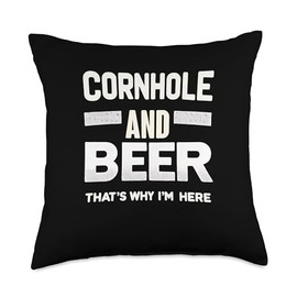 Cornhole and Beer Lawn Game Sport Cornhole Players Throw Pillow
