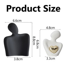 Romantic Couple Statue,Couple Hugging Statue Figurines Ornaments | Abstract Sculpture Small Shelf Ornaments for Living Room | White Ornaments Gifts for Wedding Anniversary (Black+White)