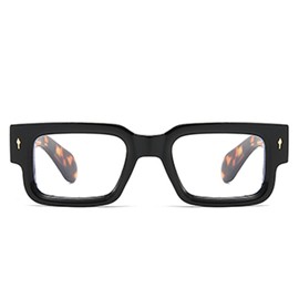YAMEIZE Rectangle Blue Light Glasses for Women - Men Vintage Small Square Blue Light Blocking glasses Computer Gaming Glasses (Leopard Black Clear)