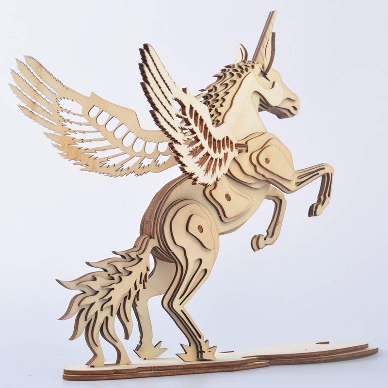 Bitopbi 3D Wooden Puzzles Animal Laser Engraving DIY Safe Assembly