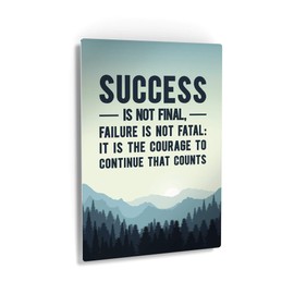 HB Art Design Success is not Final Failure is not Fatal Quote Forest View Metal Print Motivational Wall Art Success Entrepreneur Quote Office Decor Inspirational Artwork Gift Ready to Hang 17x11