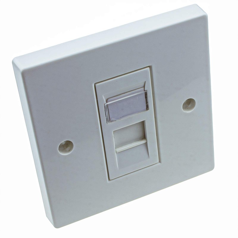 kenable Through Coupler Faceplate Cat5E 1 Port RJ45 Socket Network