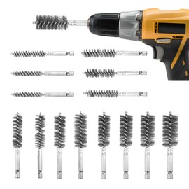 14 Pieces Wire Brush Drill Various Sizes of Stainless Steel Steel Brush Cylindrical Wire Brushes with Double Twisted Wire Cordless Screwdriver Wire Brush Set for Polishing Grinding Deburring