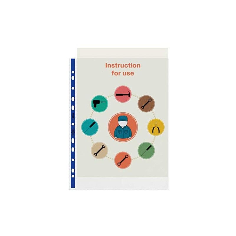 Rexel Quality A4 Punched Pockets with Blue Spine, Embossed, Pack