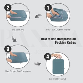PANDA JOYS 4 Set Compression Packing Cubes Travel - Travel Accessories Expandable Packing Organizers for Carry On - Essentials Luggage Travel Bags - Dark Blue