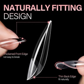 AILLSA Medium Almond Nail Tips Soft Gel Half Matte Acrylic Nail Tips Clear Gelly Full Cover Pre-Filed Press on Nail tips Fake Nails For Extentions Manicure Salon Home DIY 216PCS 12 Sizes