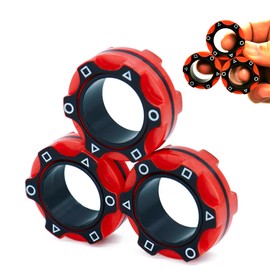 Aionly Magnetic Rings, Finger Spinner Fidget Toys, Stress Relief Toys for Anxiety, Magnetic Fidget Toys For Ages 4-10, Christmas Stocking Filler Gift For Boys Girls 4 5 6 7 8 Years Old (red)