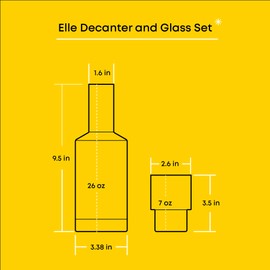 JoyJolt Bedside Water Carafe and Glass Set. Elle Fluted Glass Carafe and Ribbed Glassware. Vintage Nightstand Water, Mouthwash Decanter for Bathroom or Ribbed Glass Vase. Mid Century Modern Glassware