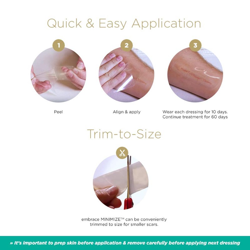 Embrace Minimize for Old Scars, Medical-Grade Silicone Scar Sheets for