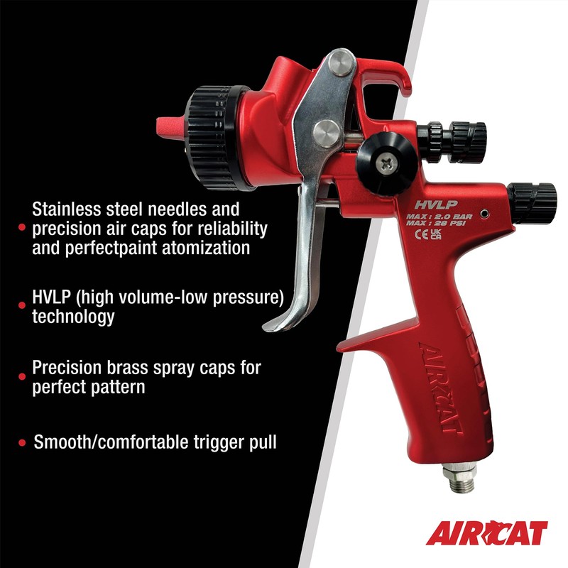 AIRCAT Pneumatic Tools 6900 1.3 mm HVLP Gravity Feed Spray