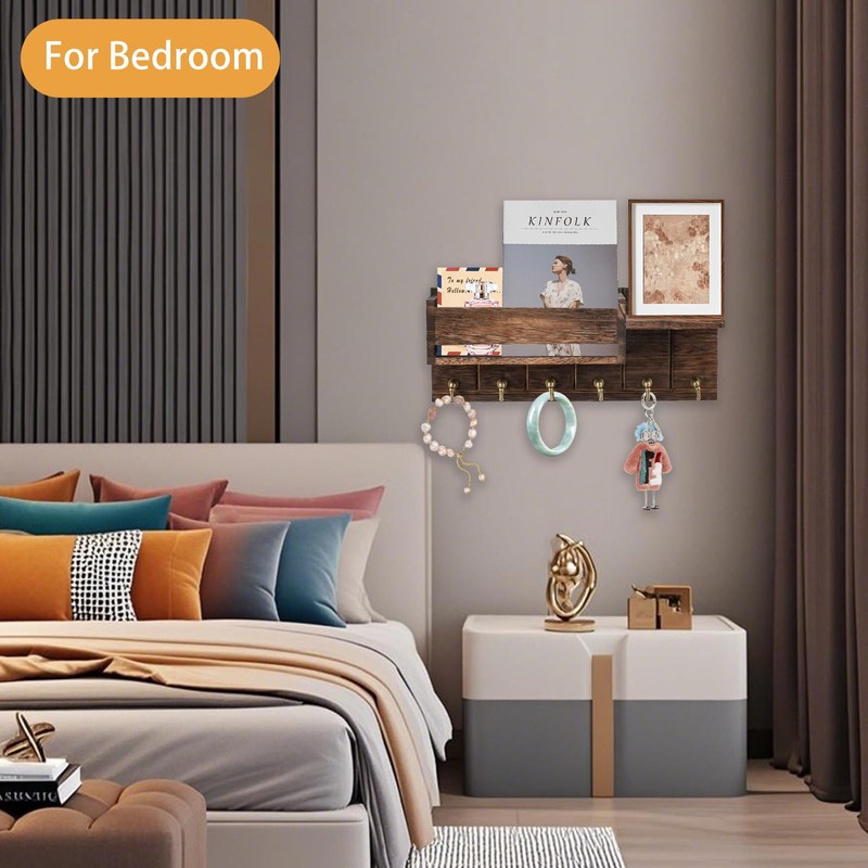 Mulaibdin Key Holder with Shelf, Key Holder Wall Wood, Key
