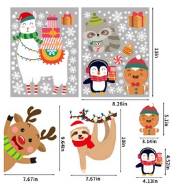 CCINEE 8 Sheets Christmas Window Clings,Xmas Double-Sided Window Decals Stickers Santa Snowflake Snowman Reindeer Decals for Christmas Holiday Winter Glasses Windows Decoration