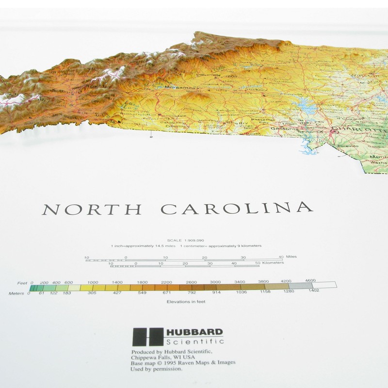 Hubbard Scientific 3D North Carolina Map | A True Raised