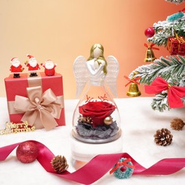 Sunia Gift for Mum, Eternal Rose Angel, Eternal Flower Angel Figure, Birthday Gift for Women, Mum Gift, Christmas, Mother's Day, Anniversary, Valentine's Day (Red)