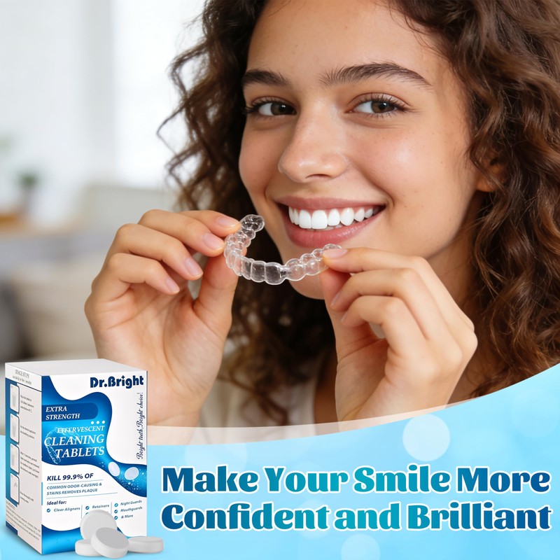 DR.BRIGHT Retainer Cleaner Tablets 120PCS for Aligners & Dentures