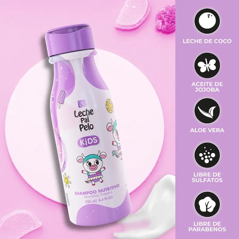 Shampoo Nutritivo Para Niños Leche Pal Pelo Kids 250 Ml