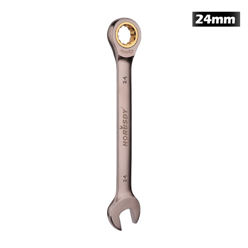 HORUSDY Ratchet Spanner, 24MM Metric Wrench Ratcheting Combination Wrenches 72-Teeth,
