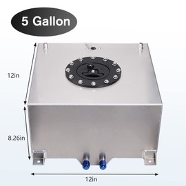 Donpida 5 Gallon Fuel Cell Aluminum Polished with Cap Level Sender Silver
