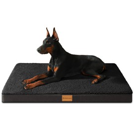 Patas Lague Orthopedic XXL Dog Bed for Extra Large Dogs 48''X30'', Soft Comfortable Waterproof Egg Crate Foam Big Large Pet Beds Mat with Removable Washable Cover, Black
