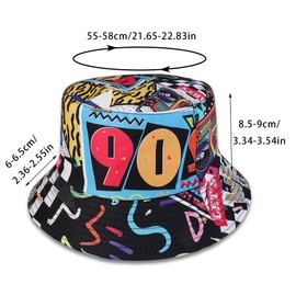 Manfnee Fashion Retro 80s 90s Bucket Hat Fishing Hat Unisex Reversible Fishing Hat Double Sided Sun Hat, Q1: Retro 90s