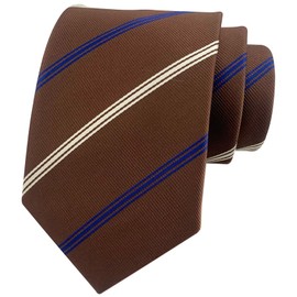 Elfeves Mens Brown Blue White Silk Cravat Ties Woven Dance Formal Neckties Gift Ideal for Boss