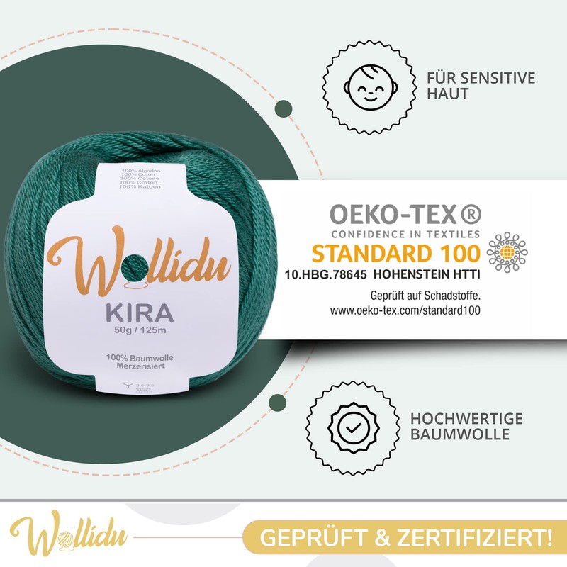 Wollidu Kira 100% Cotton for Knitting and Crocheting 10 x