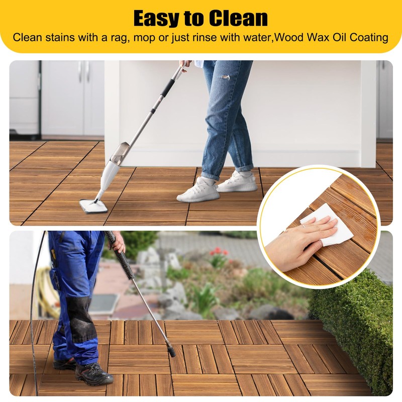 LIYUANJUN 36Pcs Deck Tiles, 12''x12'' Wood Flooring Tile DIY Hardwood
