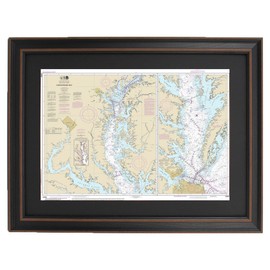 Framed Nautical Chart 12280 : Chesapeake Bay - Standard Size. Handmade in USA
