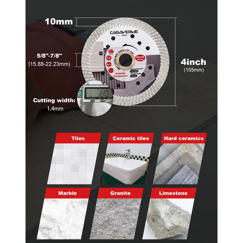 Casaverde Super Thin 4 Inch Ceramic Tile Diamond Blade Diamond