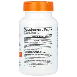 Dr's Best 닥터스 베스트 베타인 HCI 펩신 용담 젠티안 비터 120캡슐 Dr's Best Betaine HCl Pepsin Gentian Bitters 120 Capsules