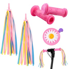 Zimoer Kids Bicycle Bell With 2 Pcs Kids Bike Streamers,2pcs Bike Handle Grips,Bike Streamers Set,Kids' Bikes & Accessories,Bicycle Bike Handlebar Scooter Streamers,Bike Tassels For Girls,Children