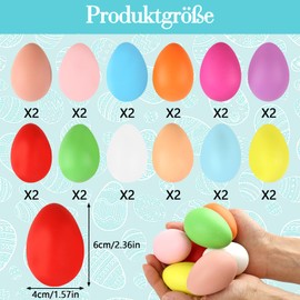 Easter Egg Decorations, Plastic Easter Crafts for Kids to Paint, 24 Pcs Eggs to Decorate with Ropes, 6cm Hanging Ornament Set for Painting DIY Tree - Color
