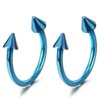 Pair Blue Spike Arrow Huggie Hinged Earrings, Half Circle, for