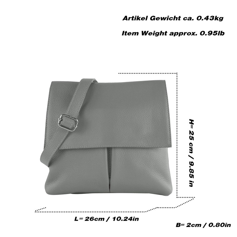 modamoda de - T63LEDER - Women's Leather Shoulder Bag, olive